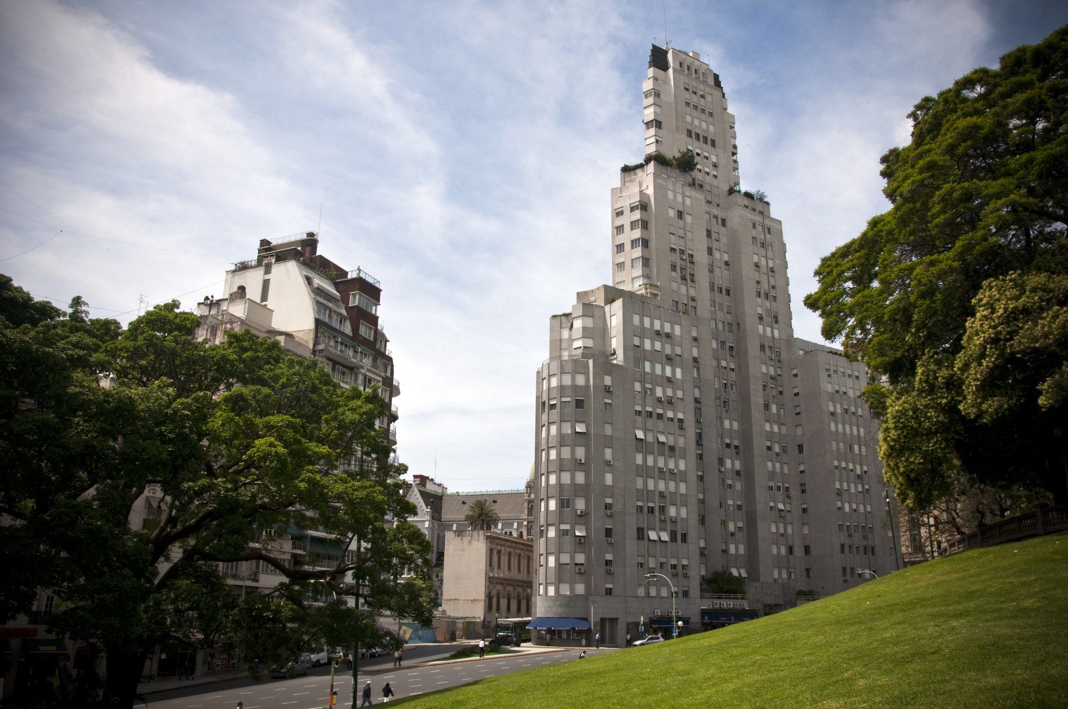 The Kavanagh building seen across Plaza San Martín in Buenos Aires.