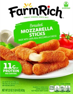 Farm Rich breaded mozzarella sticks · 22 oz
